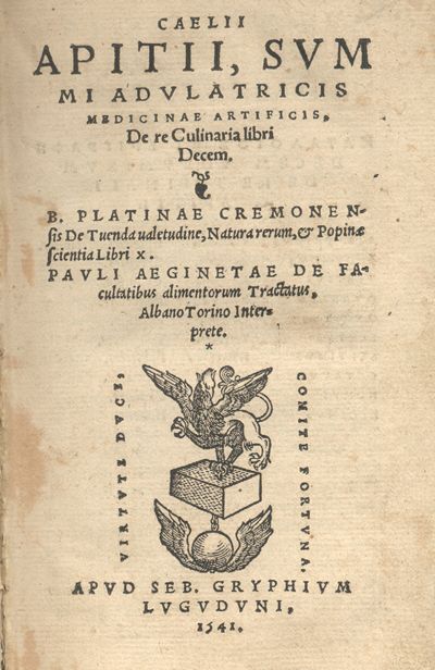 Portada de Apicius impresa en 1541 en latín